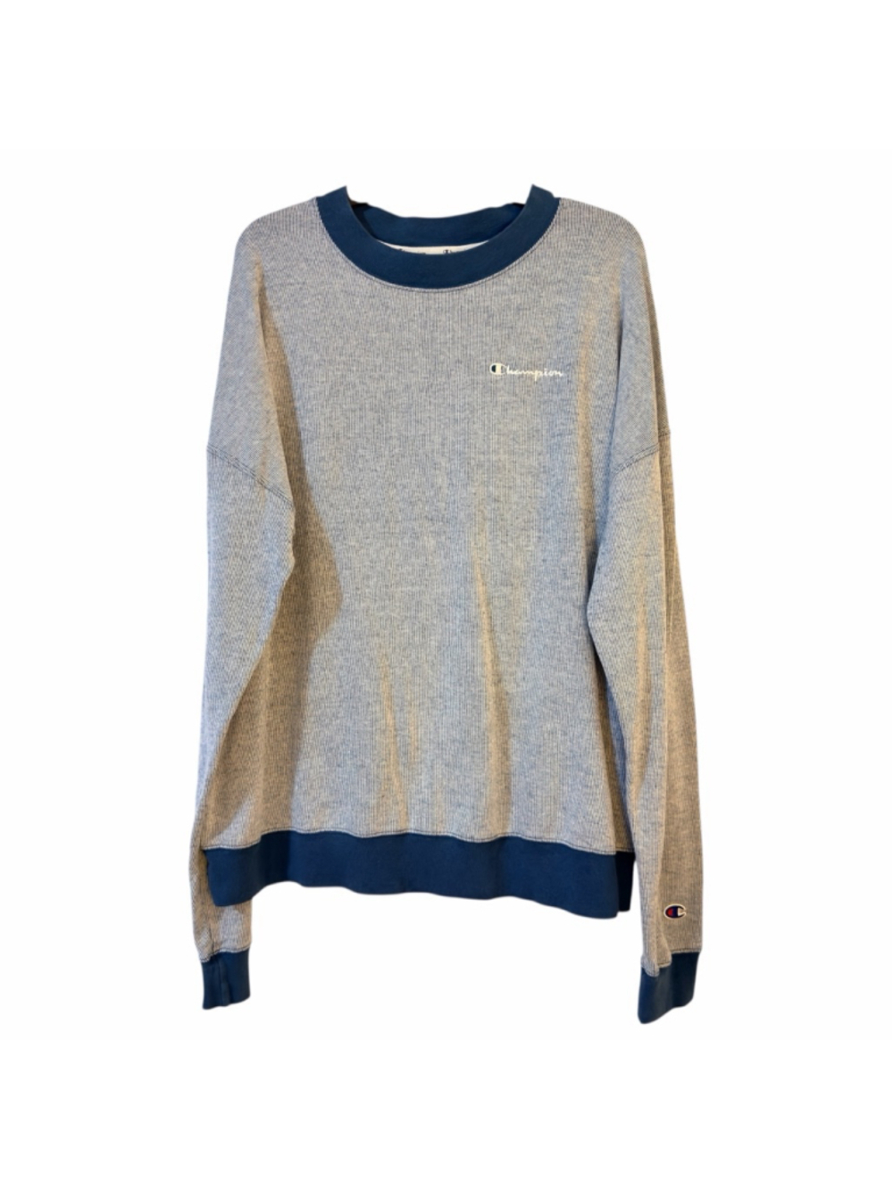 Champion Women's Teal & White Striped Long Sleeve Sweatshirt - Size XL - b13